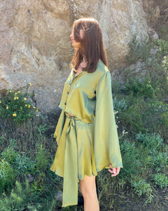 The Odette Skirt in Chartreuse Charmeuse Silk