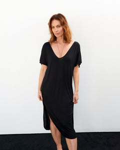 Carmella Caftan Dress in Black Jersey
