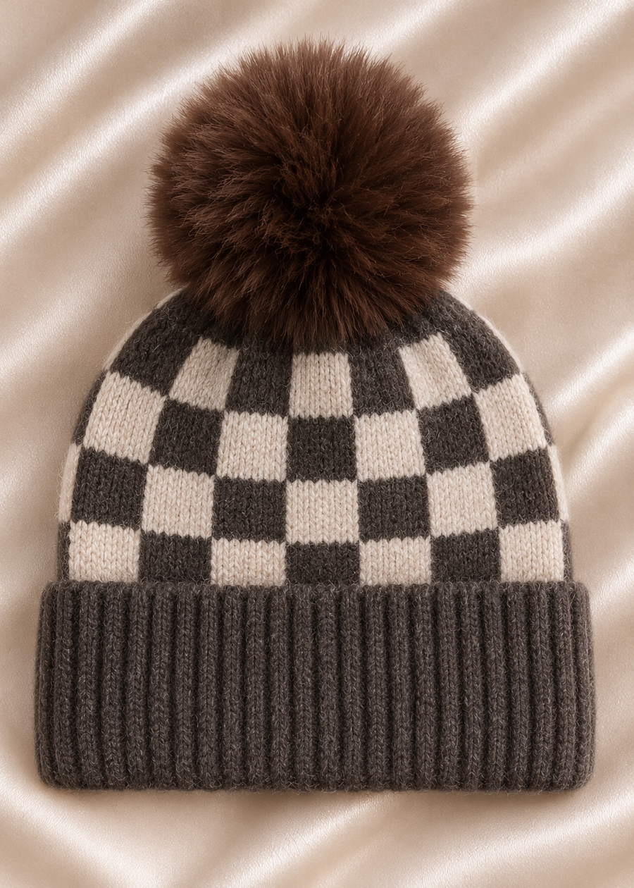 The Edie Checkered Knit Beanie