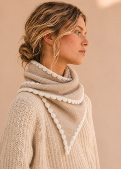 The Heirloom Scallop Knit Wrap - Oat