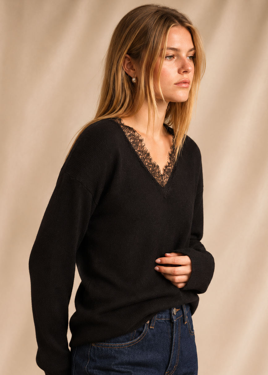 THE SYLVIE | Lace-Trim Sweater