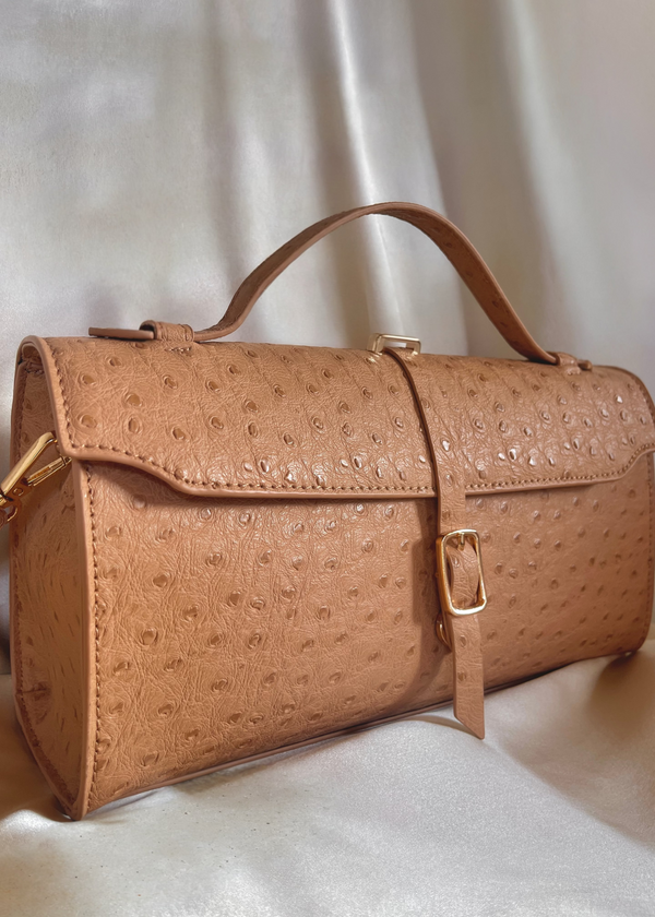 Toffee Ostrich Convertible Satchel