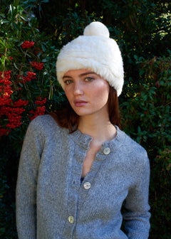 Hat in Ivory Faux Fur