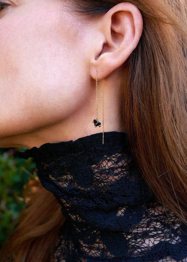 Threader Earrings in Black