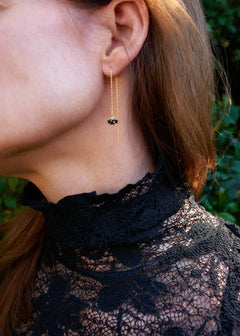 Threader Earrings in Black