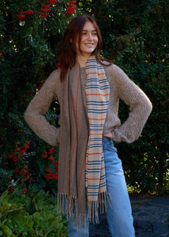 Plaid & Stripe Scarf in Neutral