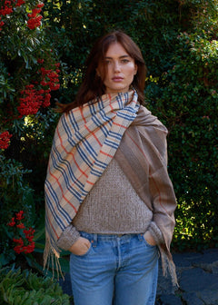 Plaid & Stripe Scarf in Neutral