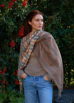 Plaid & Stripe Scarf in Neutral