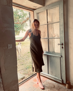 The Ivy Silk Slip in Olive