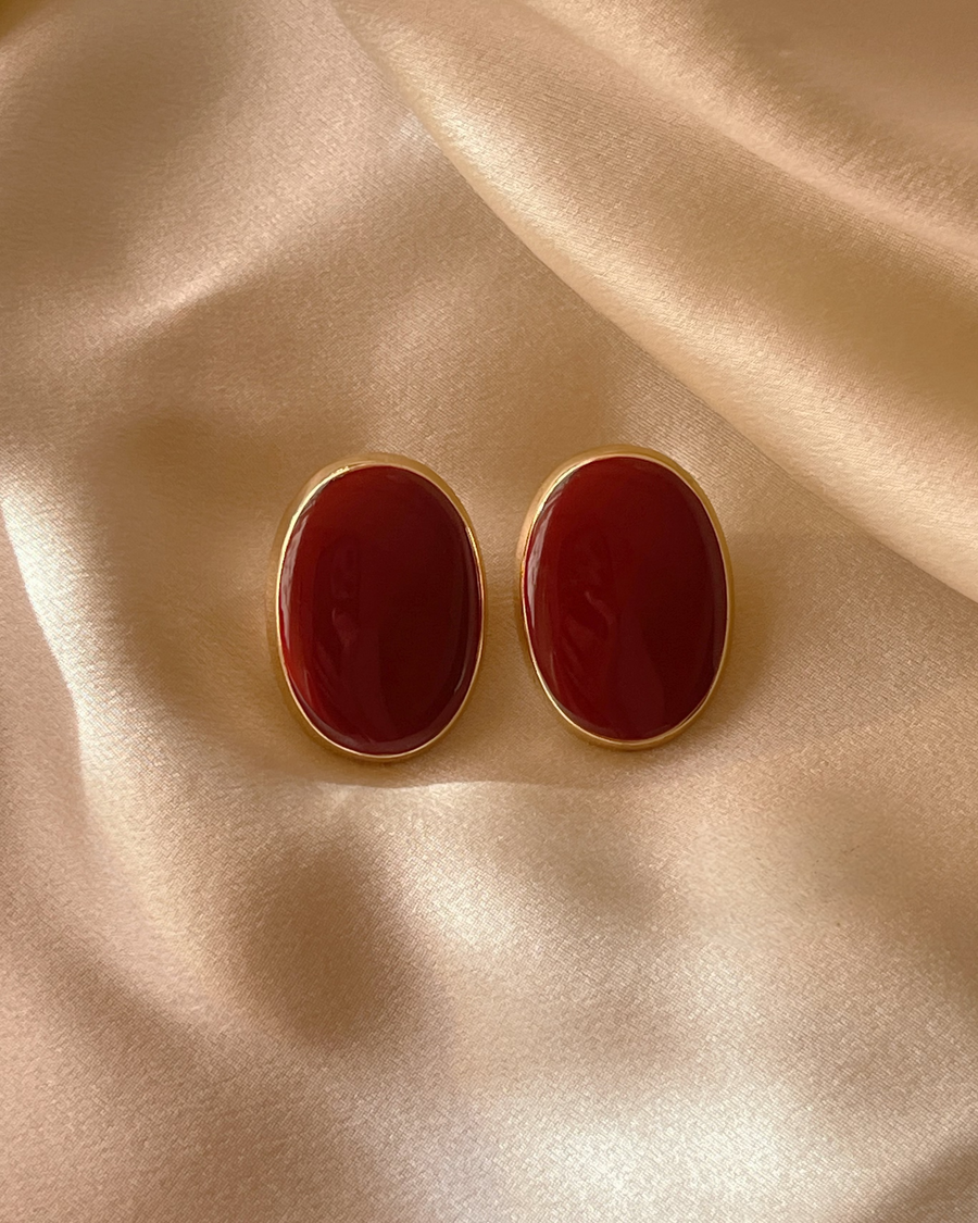 The Romy Earrings — Oxblood