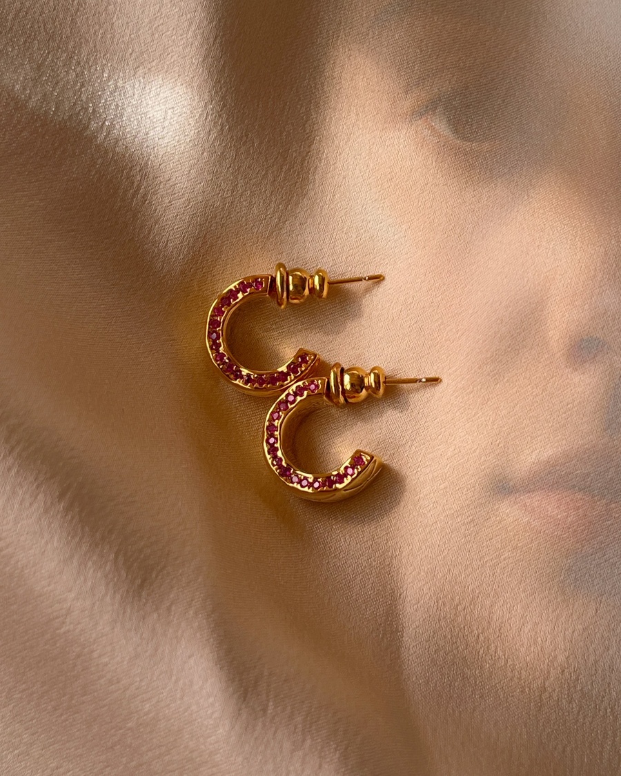 CAMILLE Pavé Hoop Earrings — Blush Pink