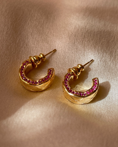 CAMILLE Pavé Hoop Earrings — Blush Pink