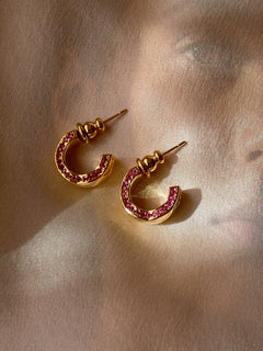 CAMILLE Pavé Hoop Earrings — Blush Pink