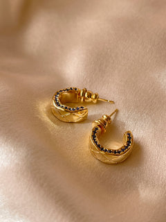 CAMILLE Pavé Hoop Earrings — Midnight Blue