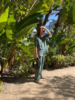 Estelle Shirt – Silk Cotton in Sagewood Stripe