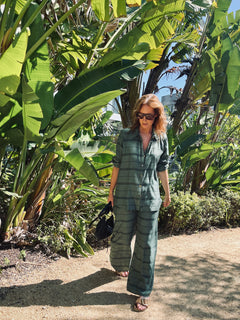 Estelle Pant – Silk Cotton in Sagewood Stripe