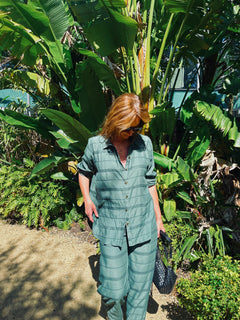 Estelle Shirt – Silk Cotton in Sagewood Stripe