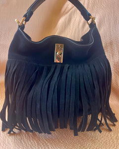 The Stevie Fringe Bag – Black