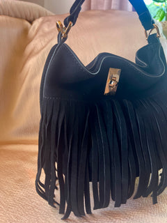 The Stevie Fringe Bag – Black