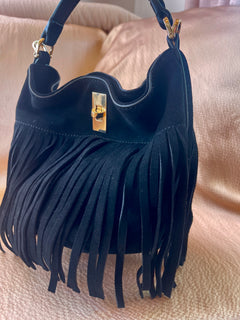 The Stevie Fringe Bag – Black
