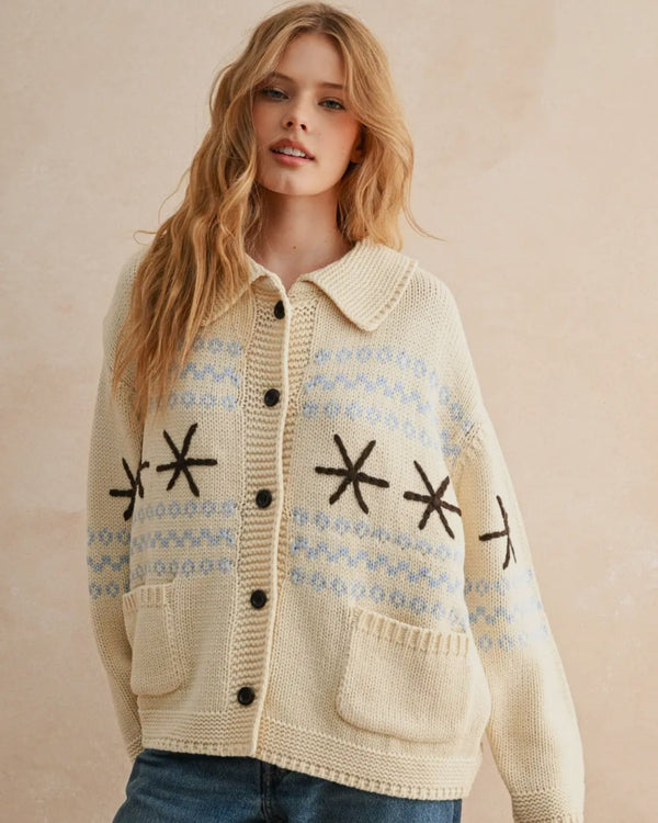 Cotton Collared Cardigan