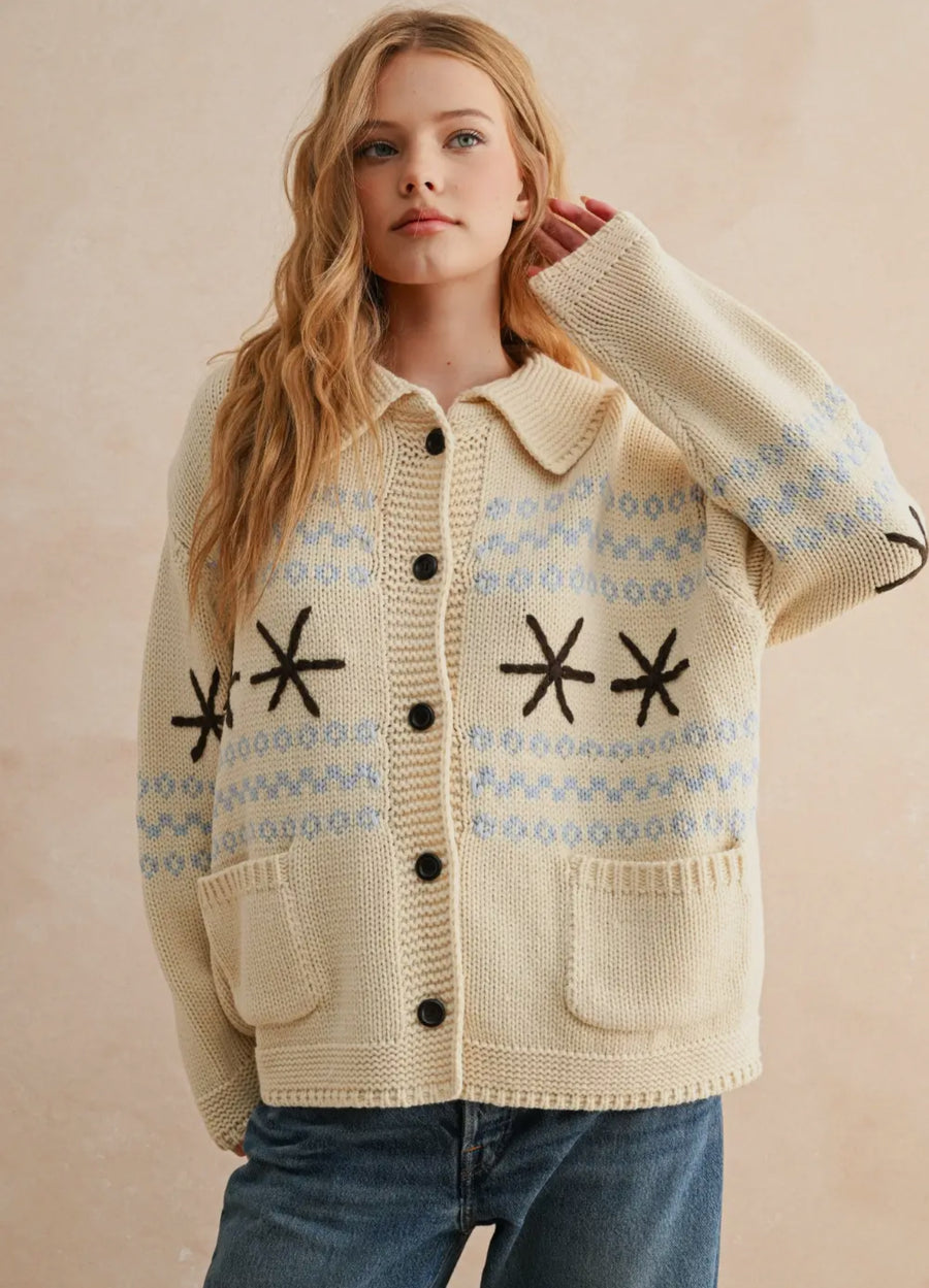 Cotton Collared Cardigan