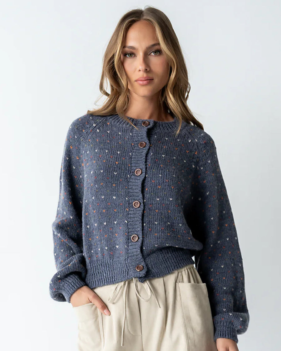Speckled Button-Up Cardigan Sweater