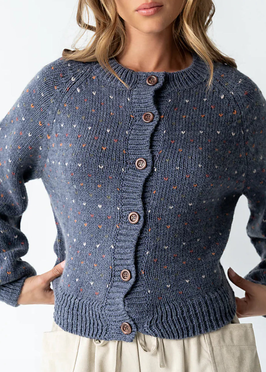 Speckled Button-Up Cardigan Sweater