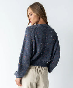 Speckled Button-Up Cardigan Sweater