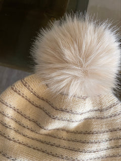 Ivory Stripe Knit Beanie
