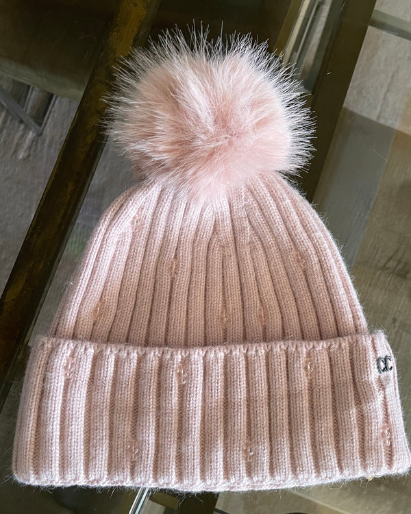 Blush Pink Pom Beanie