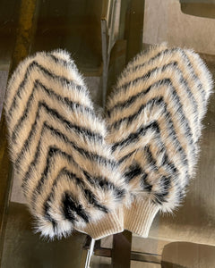 Cozy Striped Faux-Fur Mittens