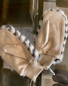 Cozy Striped Faux-Fur Mittens