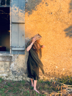 The Ivy Silk Slip in Olive