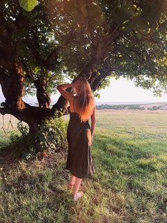 The Ivy Silk Slip in Olive