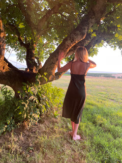 The Ivy Silk Slip in Olive