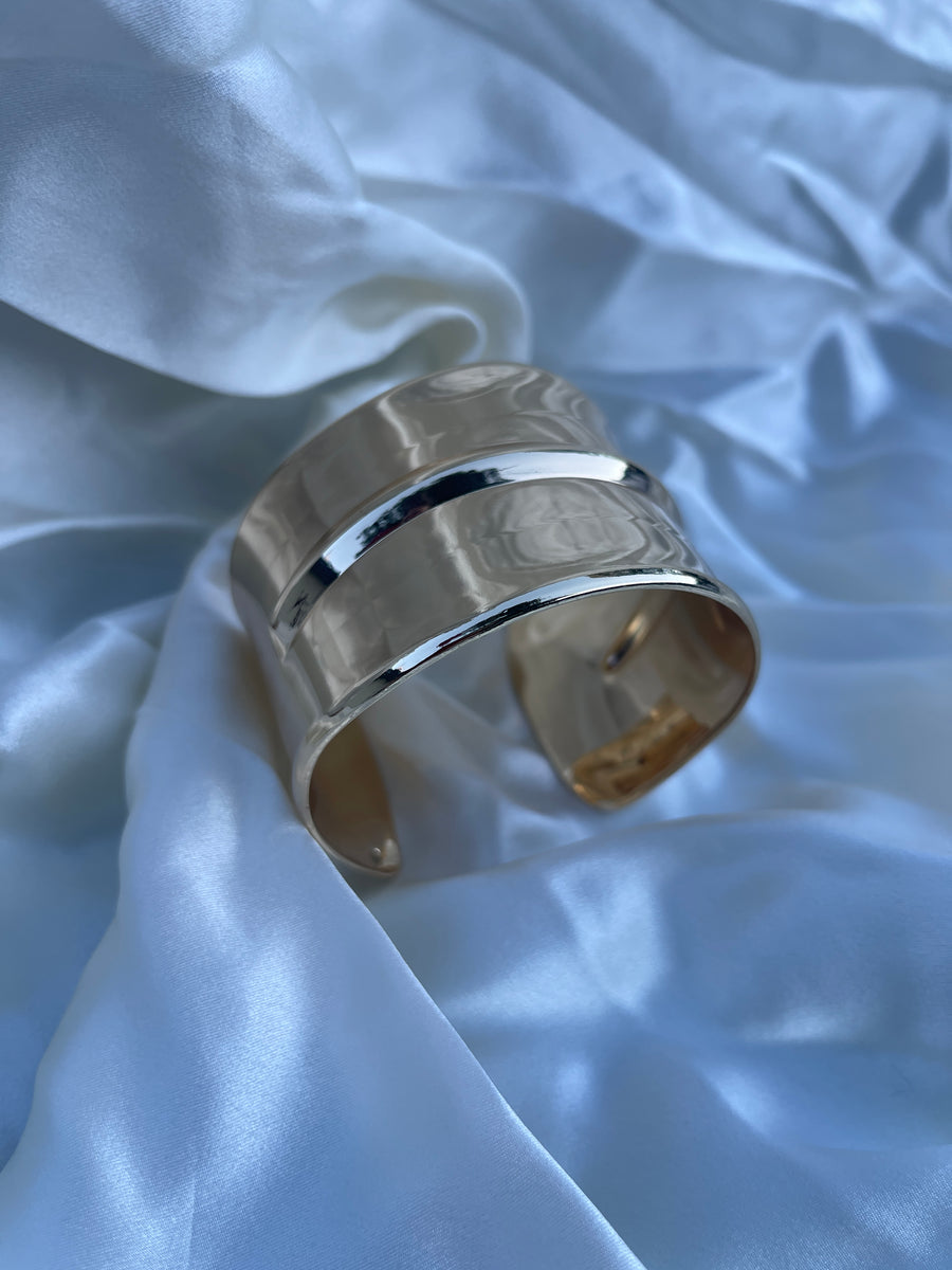 Gold Sculptural Wide Cuff Bracelet