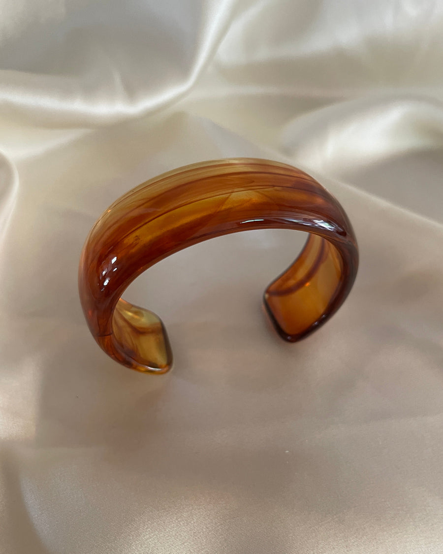Amber Tortoise Resin Cuff Bracelet