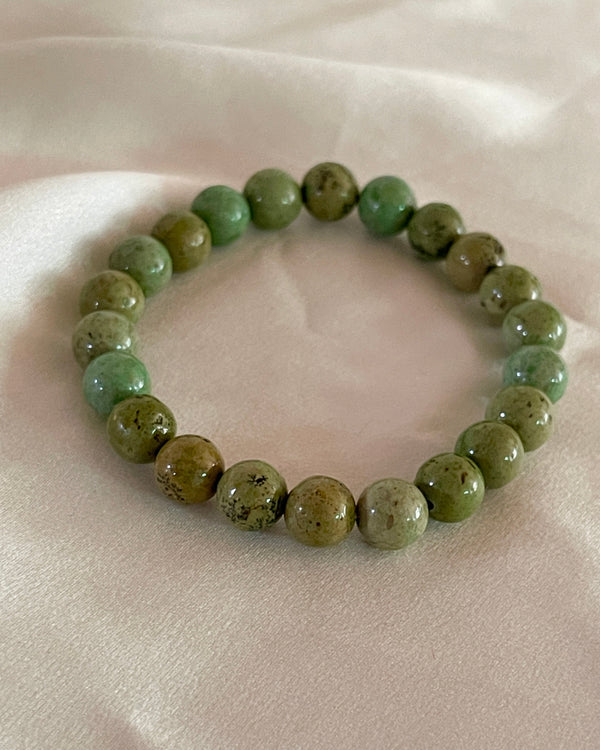 Earthy Green Jasper Bead Bracelet