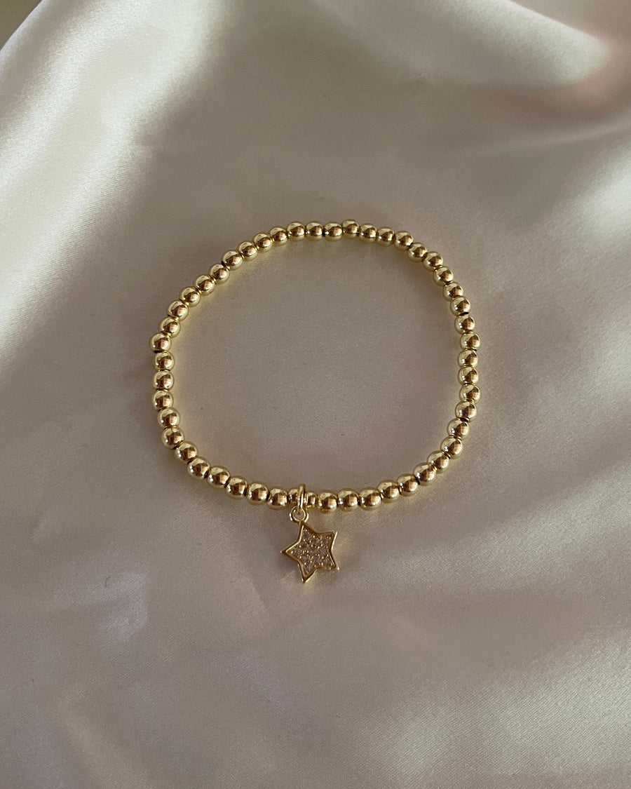 Gold Beaded Stretch Bracelet with Tiny Star