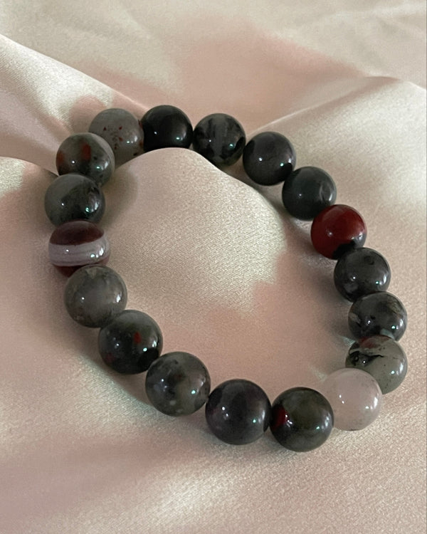 Bloodstone “Warrior” Stretch Bracelet