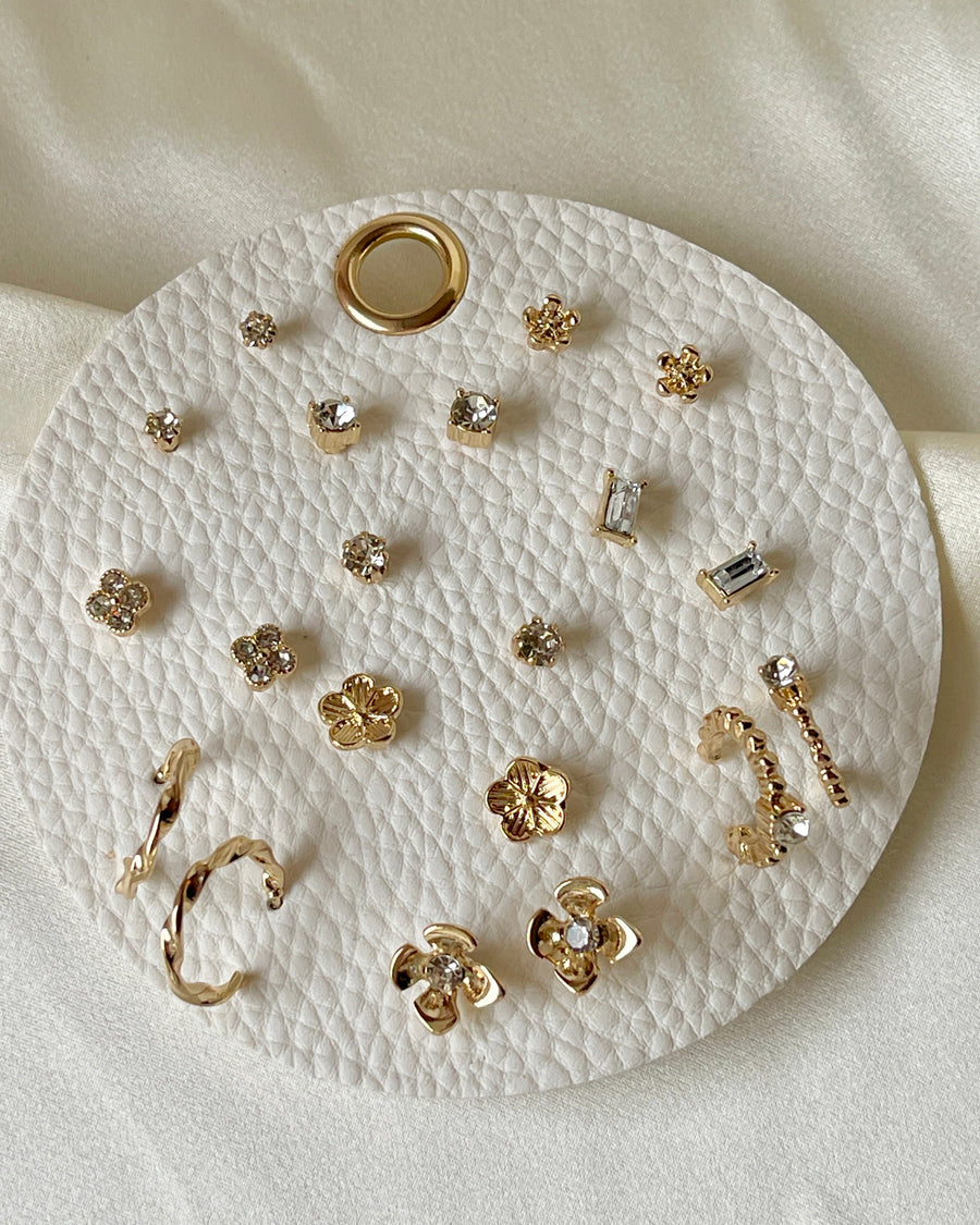 Gold/Clear Crystal Mix-&-Match Stud Earring Set