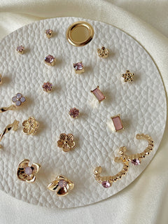 Gold/Pink Crystal Mix-&-Match Stud Earring Set