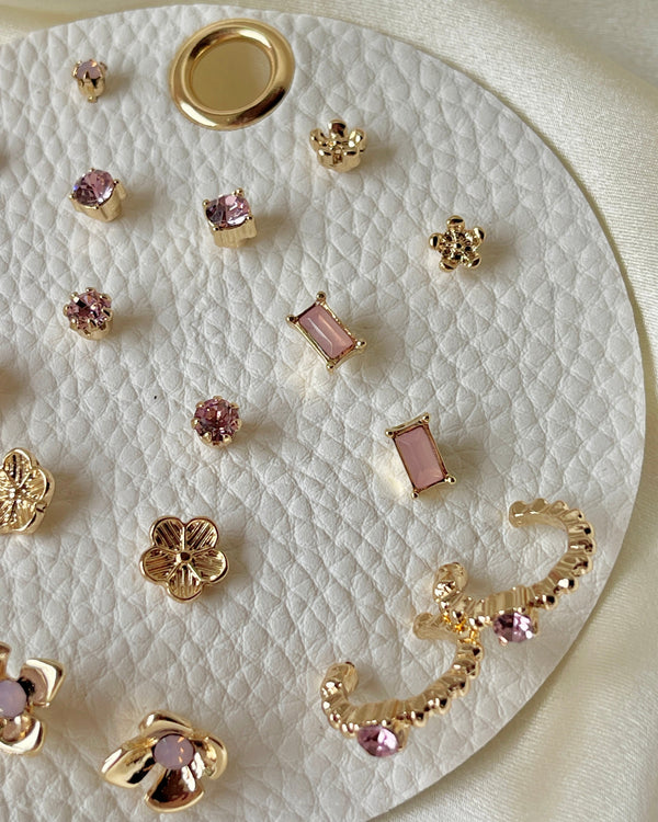 Gold/Pink Crystal Mix-&-Match Stud Earring Set