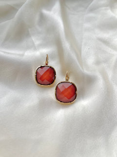 Rust Cushion Drop Earrings