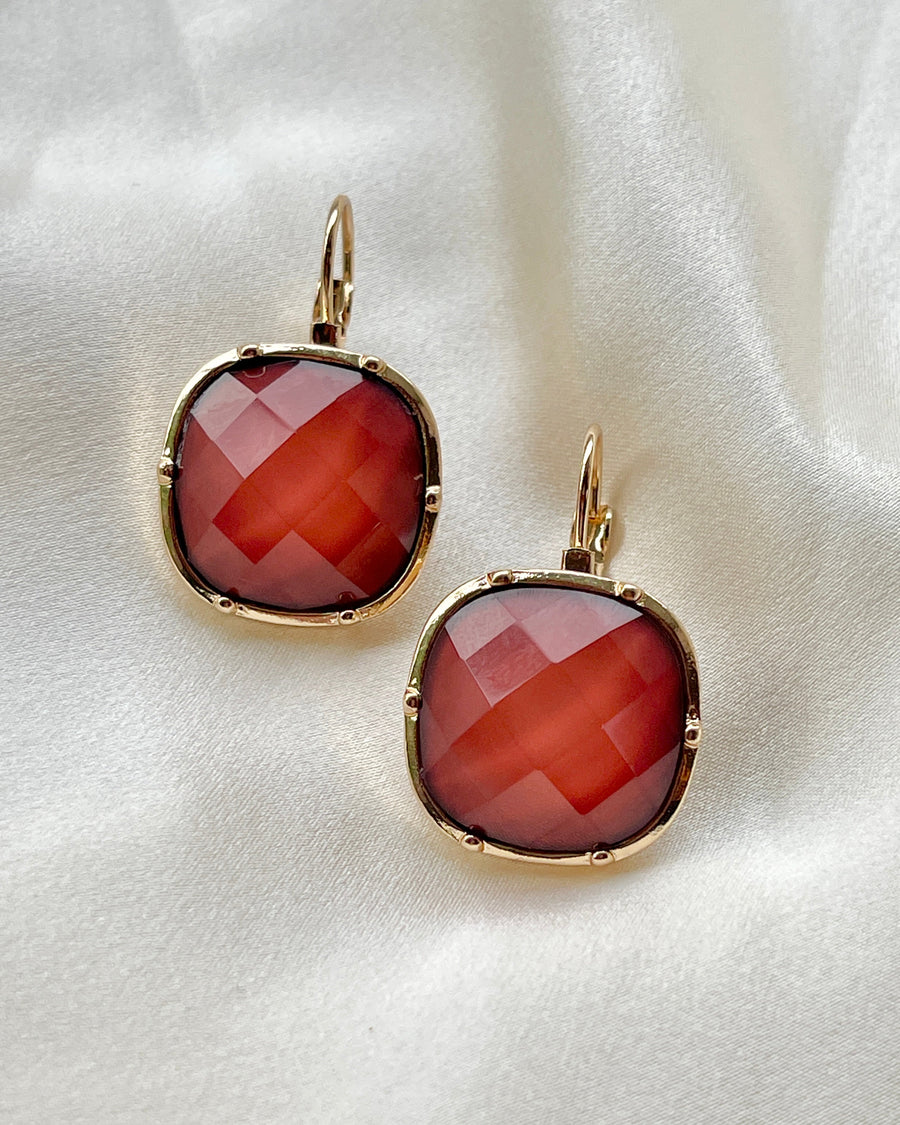 Rust Cushion Drop Earrings
