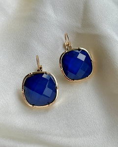 Navy Cushion Drop Earrings