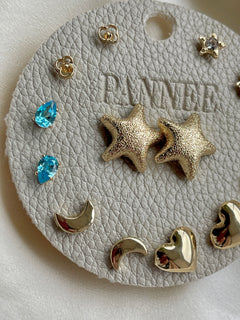 Gold Star, Moon & Heart Stud Set