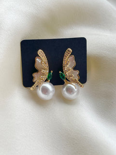 Mini Pearl Butterfly Stud Earrings