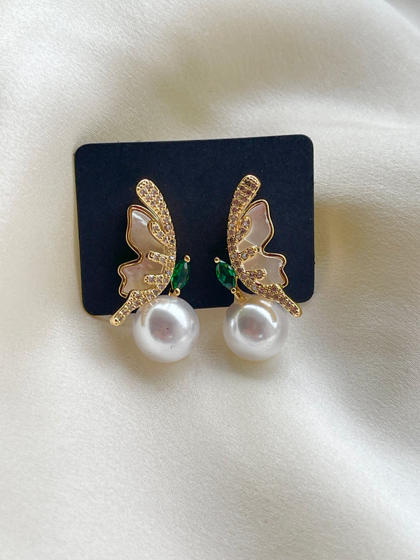 Mini Pearl Butterfly Stud Earrings